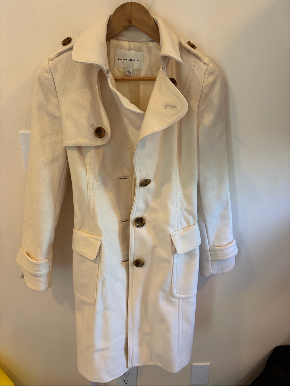 Banana Republic Women's Cream Double-Breasted Trench Coat